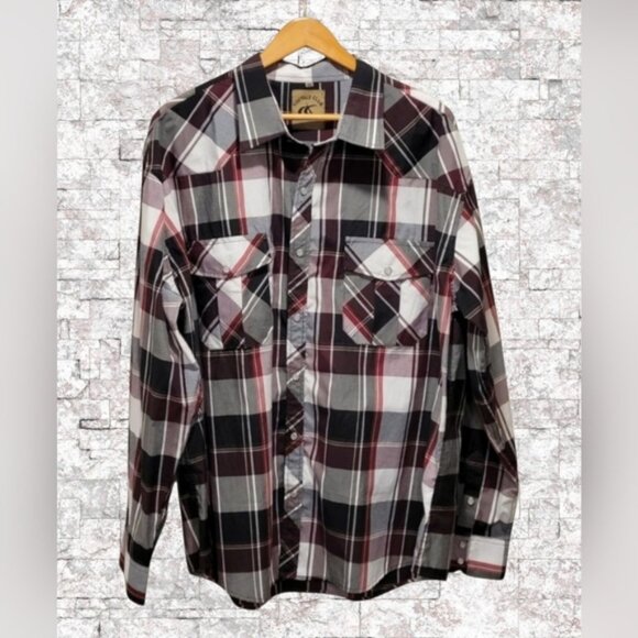 COEVALS CLUB Men's XXL Western Plaid Long Sleeve Pearl Snap Casual Rodeo Shirt - Picture 1 of 9